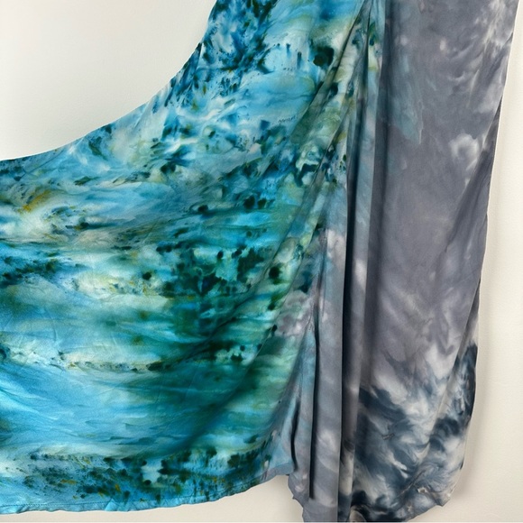 Dyetology Dress Size Small Gray Blue Tie Dye Asymmetrical Beachy Resortwear USA - Picture 5 of 8